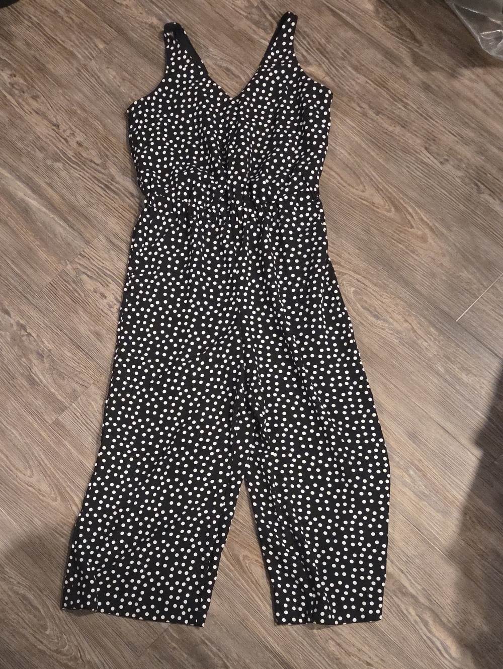 LOFT Black & White Polka Dot Sleeveless Jumpsuit